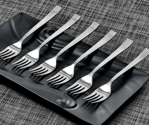 Shri & Sam Shaffield Stainless Steel Dinner Fork Set, 6 Pieces, Silver